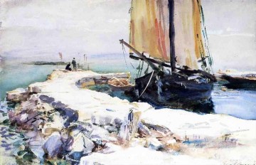 Sobre el lago de Garda en el barco de San Viigilio John Singer Sargent acuarela Pinturas al óleo